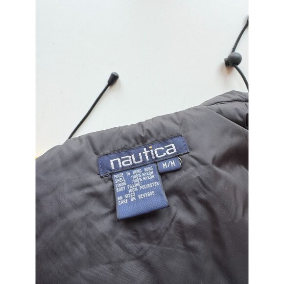 Vintage 00's NAUTICA Yellow Nylon Hooded Puffer Vest, Size M - Picture 13 of 14